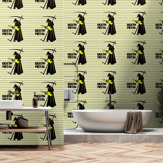 Grim Reaper Guitar ☠️ Gothic Skull 💀 Design Wallpaper (Bathroom)