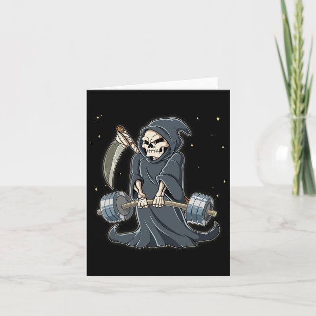 Grim Reaper Gym Weight Training Deadlift  Card (Front)