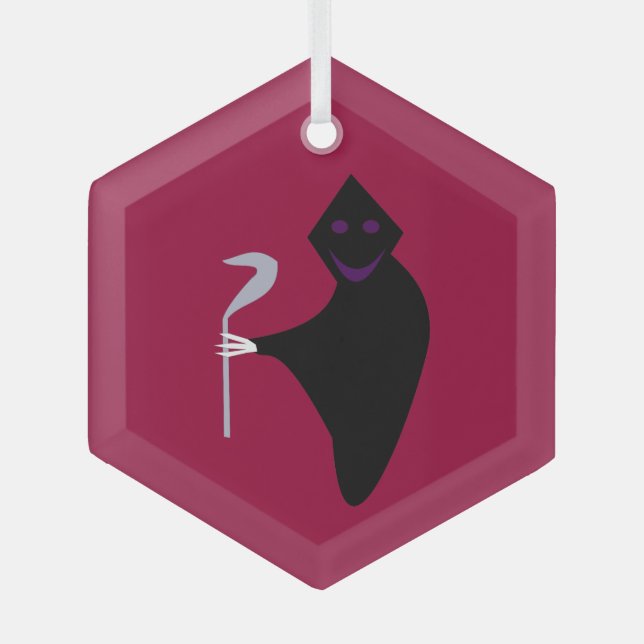 Grim Reaper Halloween Glass Tree Decoration (Front)