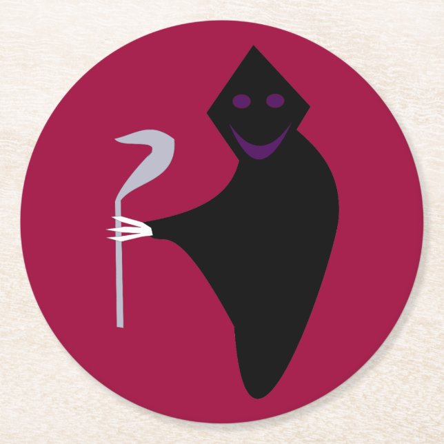 Grim Reaper Halloween Paper Coasters (Front)