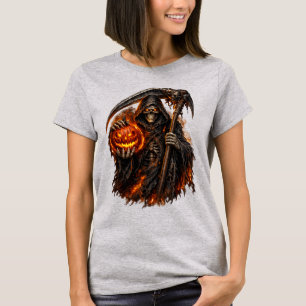 Grim Reaper Halloween Pumpkin Women's T-Shirt