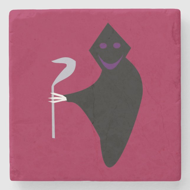 Grim Reaper Halloween Stone Coaster (Front)