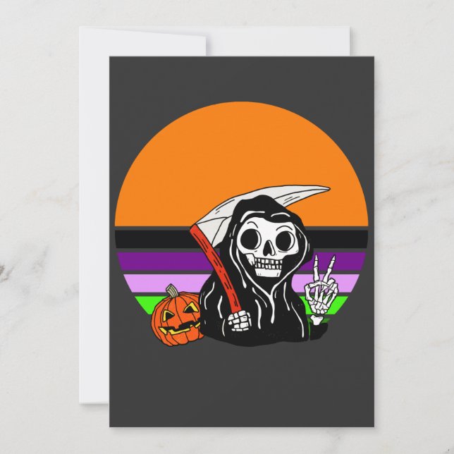 Grim Reaper - Halloween Sunset Jack O'Lantern Invitation (Front)