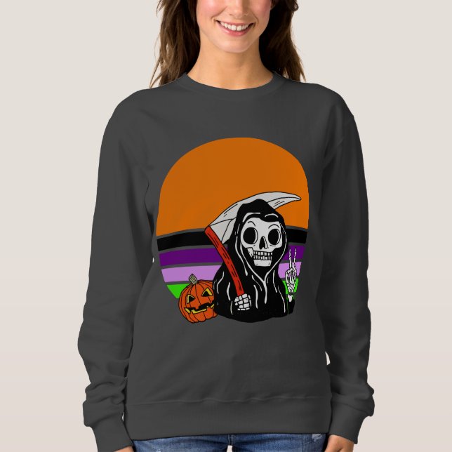 Grim Reaper - Halloween Sunset Jack O'Lantern Sweatshirt (Front)