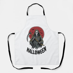 Grim Reaper Halloween Vintage Engraving Art_1 Apron
