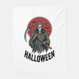 Grim Reaper Halloween Vintage Engraving Art_1 Fleece Blanket