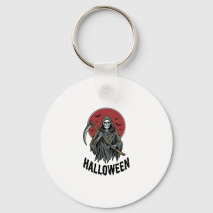 Grim Reaper Halloween Vintage Engraving Art_1 Key Ring