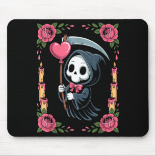 Grim Reaper Heart Balloon Rose Candle Spooky Goth  Mouse Pad