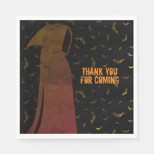 Grim Reaper Hooded Creepy Flying Bats Halloween Napkin
