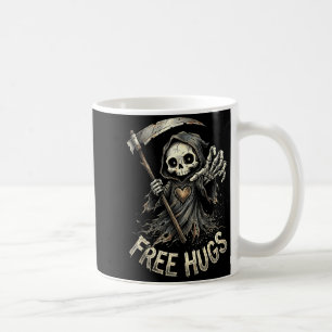 Grim Reaper Hugs Skeleton Dark Humour Coffee Mug