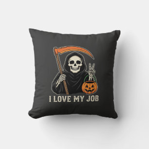 Grim Reaper I Love My Job Halloween Design Cushion