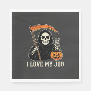 Grim Reaper I Love My Job Halloween Design Napkin