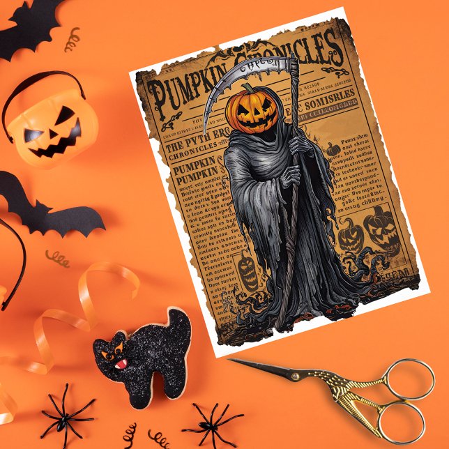Grim Reaper Jack o’ Lantern Halloween Newspaper Tissue Paper (Creator Uploaded)
