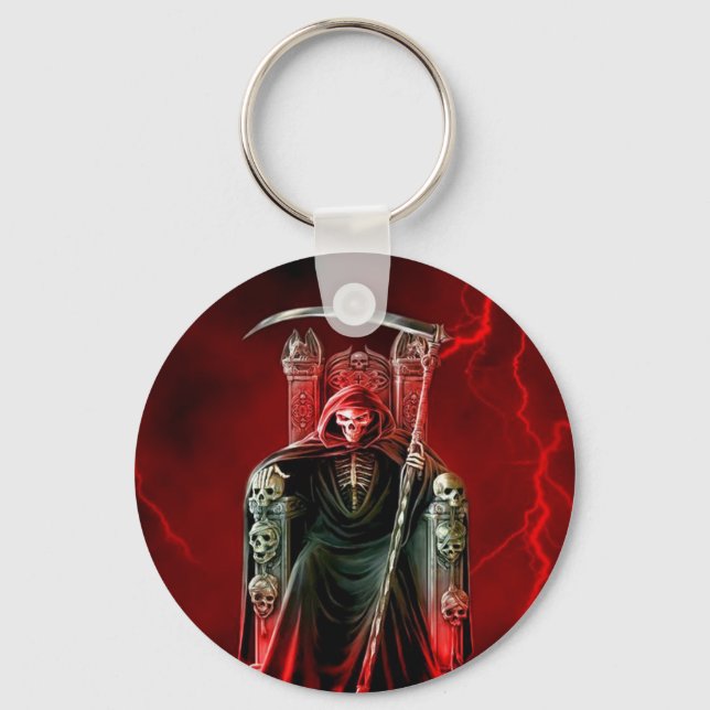 Grim Reaper On His Throne Key Ring (Front)