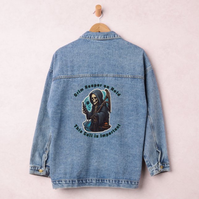 Grim Reaper on Hold - This Call is Important Denim Jacket (Hangar)