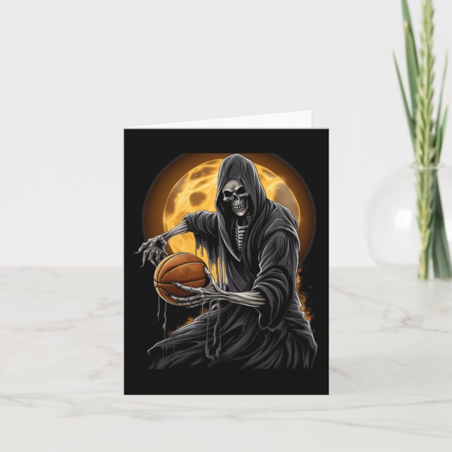 Grim Reaper Playing Basketball Graphic Tees for Me Card (Front)