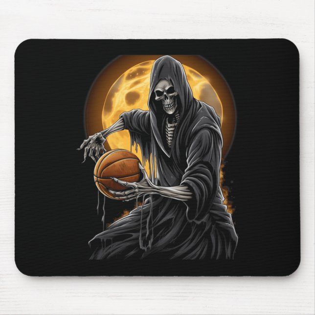Grim Reaper Playing Basketball Graphic Tees for Me Mouse Pad (Front)