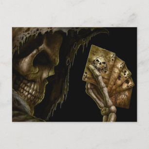 Grim Reaper Plays Cards With Winning Hand