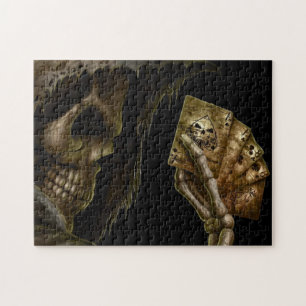 Grim Reaper Plays Cards With Winning Hand Jigsaw Puzzle