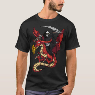 Grim Reaper Riding Dragon T-Shirt