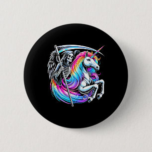 Grim Reaper Riding Unicorn Funny Gothic Pastel Got 6 Cm Round Badge