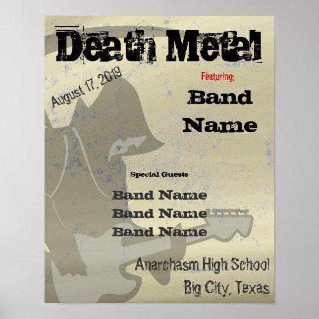 Grim Reaper Rock Show 🎸 Edgy Grunge Budget Poster (Front)