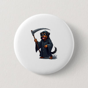 Grim Reaper Rottweiler Dog 6 Cm Round Badge