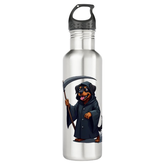 Grim Reaper Rottweiler Dog 710 Ml Water Bottle (Front)