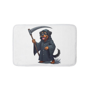 Grim Reaper Rottweiler Dog Bath Mat