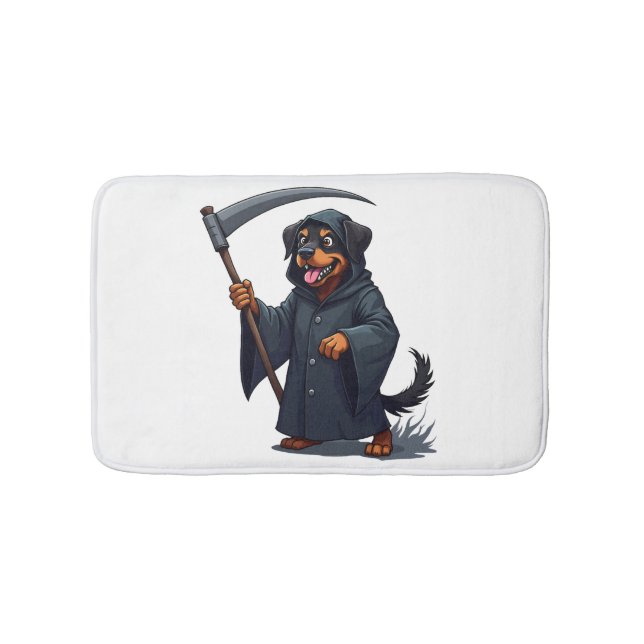 Grim Reaper Rottweiler Dog Bath Mat (Front)