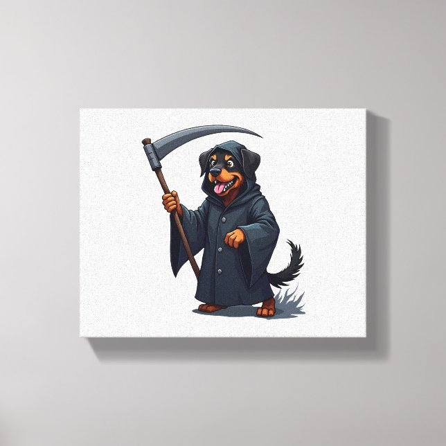 Grim Reaper Rottweiler Dog Canvas Print (Front)