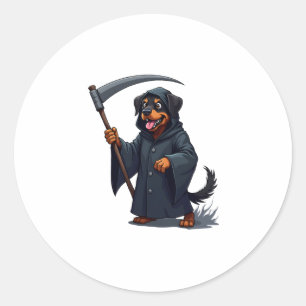 Grim Reaper Rottweiler Dog Classic Round Sticker