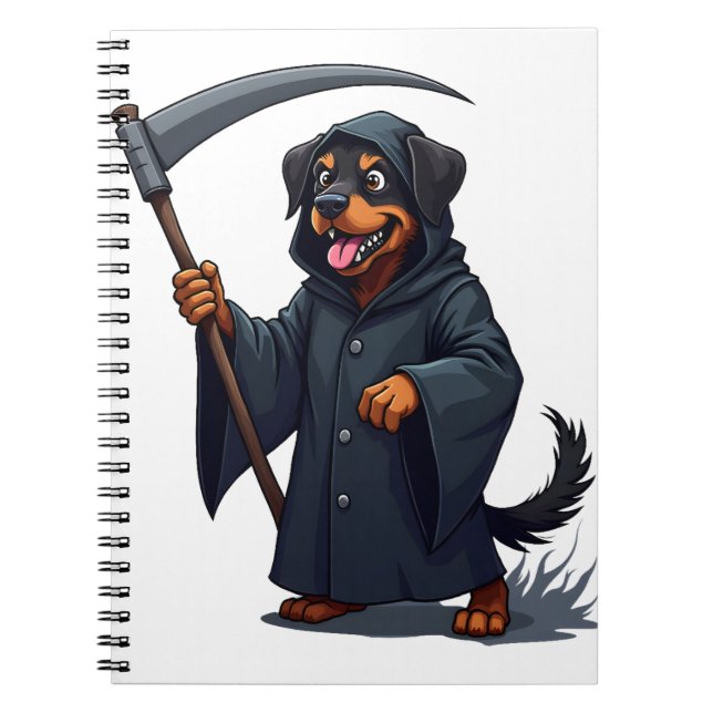 Grim Reaper Rottweiler Dog Notebook (Front)