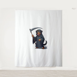 Grim Reaper Rottweiler Dog Tapestry