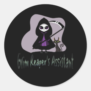 Grim Reaper’s Assistant cute grim reaper Classic Round Sticker