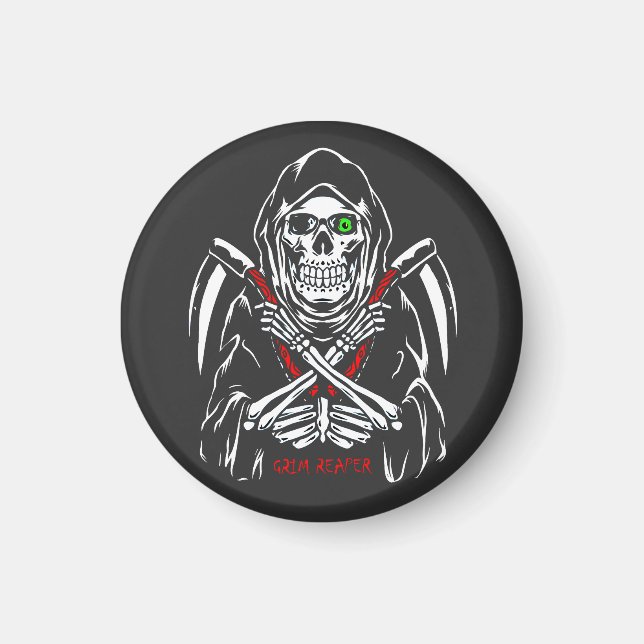 Grim Reaper Scythe Death Skeleton Bones Halloween  Magnet (Front)