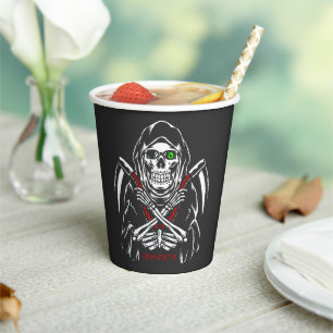 Grim Reaper Scythe Death Skeleton Bones Halloween Paper Cups