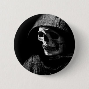 Grim Reaper Skull 6 Cm Round Badge