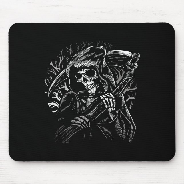 grim reaper skull death scythe dead gothic horror  mouse pad (Front)