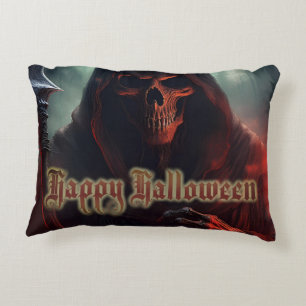Grim Reaper Skull Halloween Spooky Art Decorative Cushion