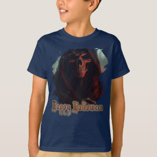 Grim Reaper Skull Halloween Spooky Art T-Shirt