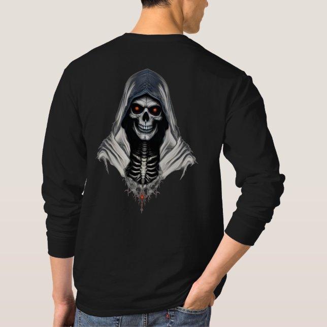 "Grim Reaper Skull Long Sleeve T-Shirt - Gothic Sk (Back)