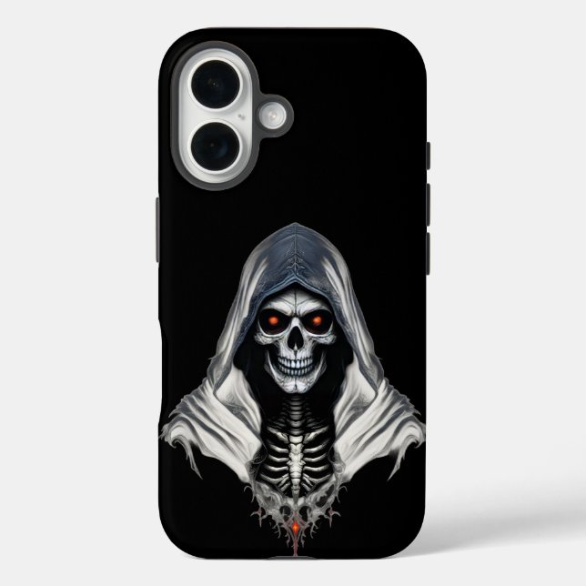 Grim Reaper Skull Tough Phone Case for iPhone 16 (Back)