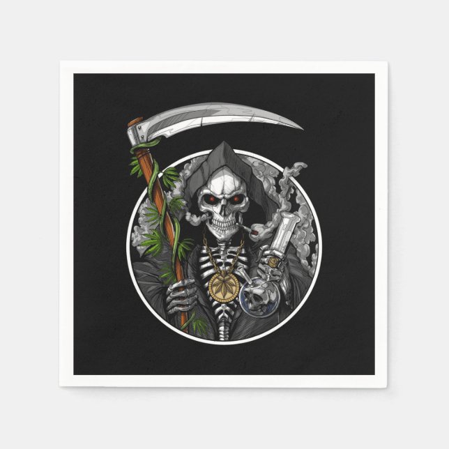 Grim Reaper Smoking Weed Paper Napkins (Front)