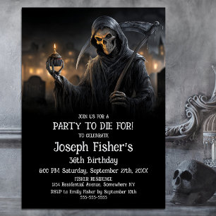 Grim Reaper with Cupcake Birthday Party Invitation