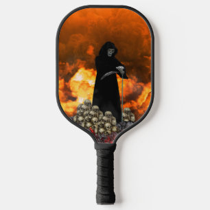 Grim Reaper with Flames and Skulls  Pickleball Paddle