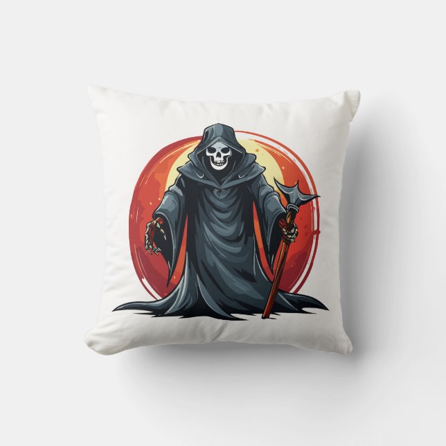 Grim Reaper with scythe death Cushion (Front)