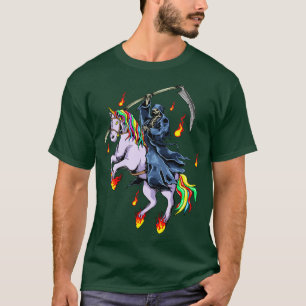 Grim Reaper With Unicorn Fire T-Shirt