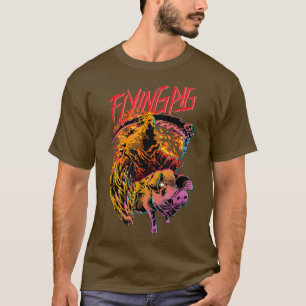 Grim Reaper with Winged Pig Heavy Hardcore  T-Shirt