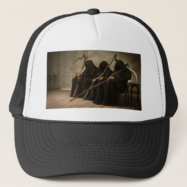 Grim Reapers Waiting For You Trucker Hat (Front)